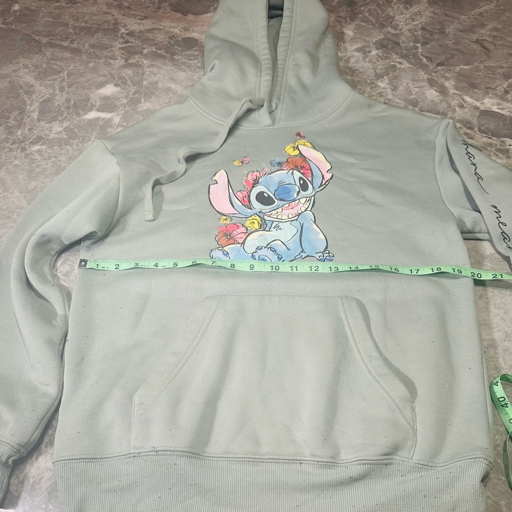 Disney Stitch Women's Hoodie (Ohana Means Family) Green Medium Lilo And Stitch